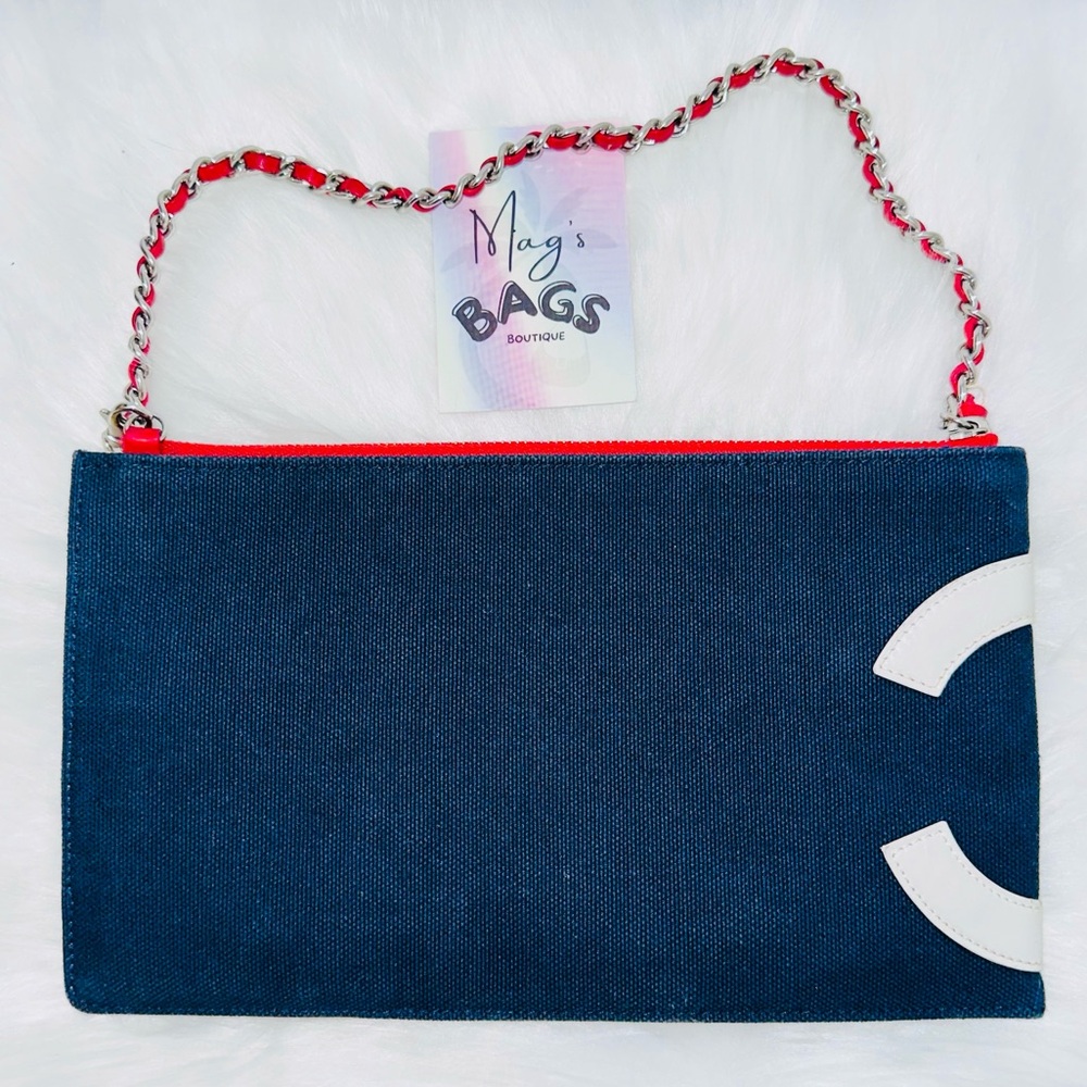 🇺🇸 Chanel: USA Flag American Denim Pochette Pouch Clutch Shoulder Bag (RARE) - Picture 4 of 16